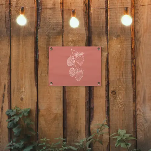 Minimalistisch - Illustratie - Aardbei - Tak tuinposter los doek klein -sfeer1