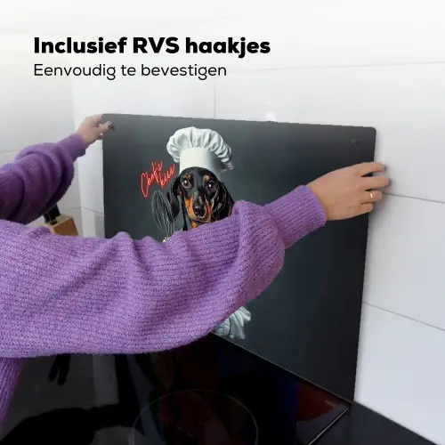 Quote - Neon - Hond - Kokskleding Inductie beschemer met haakjes klein -ky-ophangen-nl