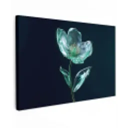 Bladeren - Bloem - Glazen - Donkerblauw canvas 2cm klein -z3d