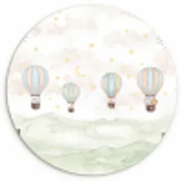 Aquarel - Luchtballonnen - Pastel Wandcirkel kunststof plaat 5mm dik klein -3d