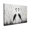 Kraanvogels - Gras - Hartvorm - Zwart Tuinposter op houten frame 2 cm dik klein -3d