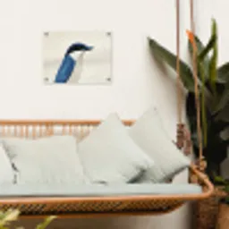 Illustratie - Blauw - Vogel tuinposter los doek klein -sfeer7