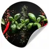 Chilipepers - Basilicum - Blaadjes - Rood Wandcirkel behangsticker klein -3d
