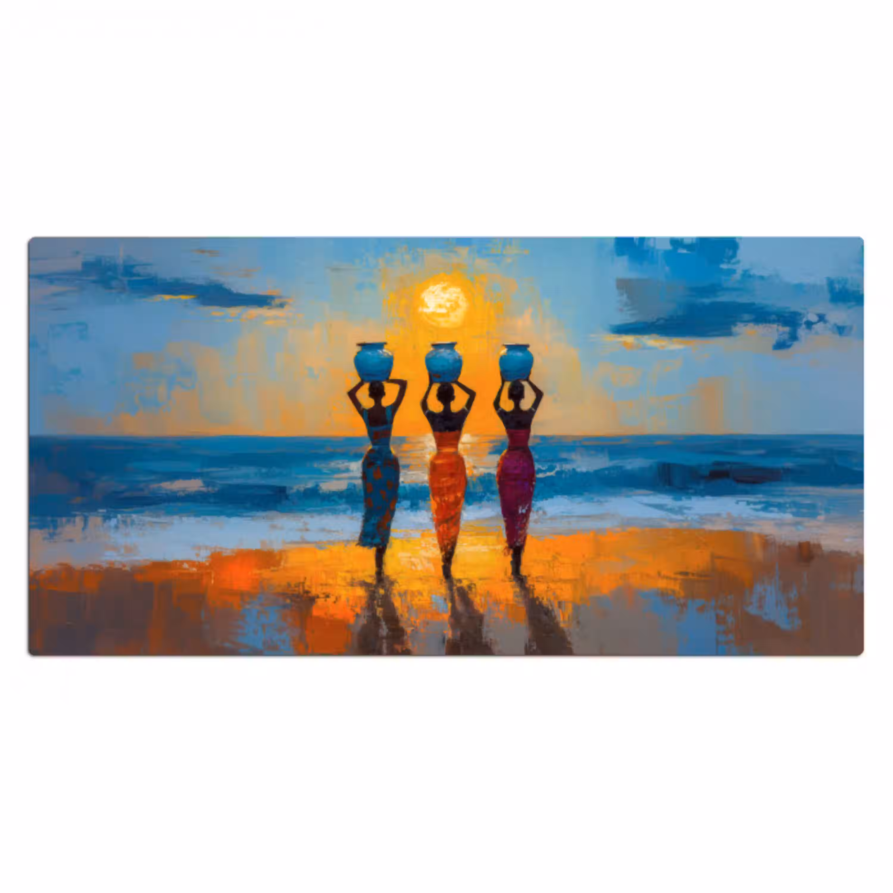 Vrouwen - Strand - Zondsondergang Muismat XXL klein -3d_leeg