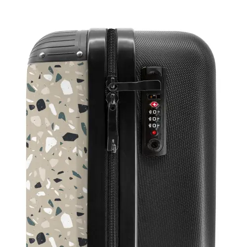 Terrazzo patroon kleurrijk grijs groen NBS - Handbagage koffer - Volwassenen Unisex middel -slot