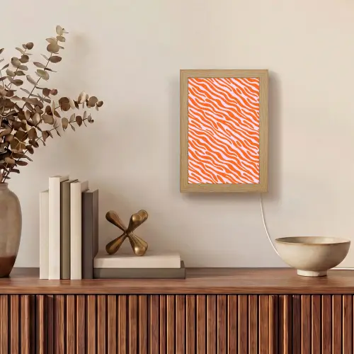 Strepen - Dynamisch - Oranje Light Box met kabel (Tafellamp) klein 925 -sfeer2