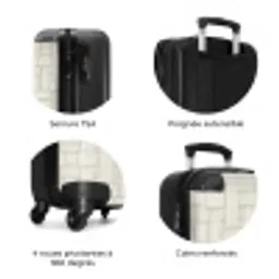 Vlechtwerk - Banen - Beige NBS - Handbagage koffer - Volwassenen Unisex middel zzzzzzzbolletjes_FR