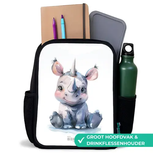 Baby neushoorn Rugzak - Zwart middel -inhoud_NL