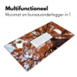 Boom - Bladerdak - Herfst - Oranje - Sfeervol Muismat XXL klein -sfeer4
