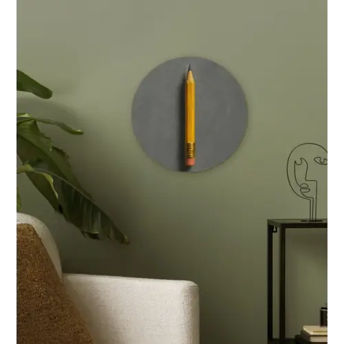 Potlood - Schilderij - Geel Wandcirkel kunststof plaat 5mm dik klein -sfeer3