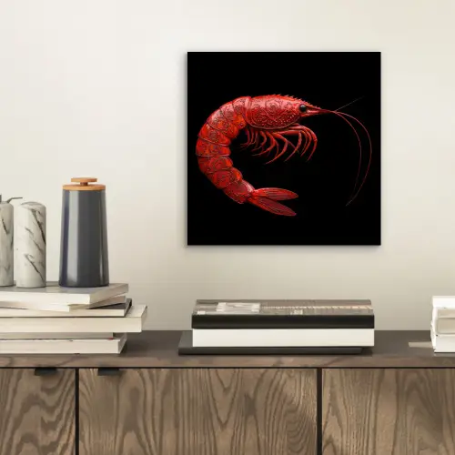 Garnaal - Rood - Dieren aluminium wit klein -sfeer1
