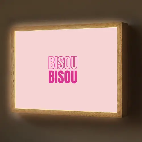 Bisou - Roze - Minimalistisch Light Box met batterij (Wandlamp) middel -z3d_website
