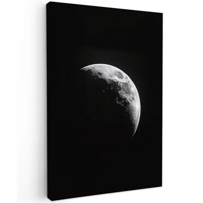 Maan - Hemel - Zwart - Schaduw Tuinposter op houten frame 2 cm dik klein -3d