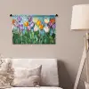 Mozaïek - Veld - Tulpen - Kleurrijk Wandkleed katoen klein -sfeer4