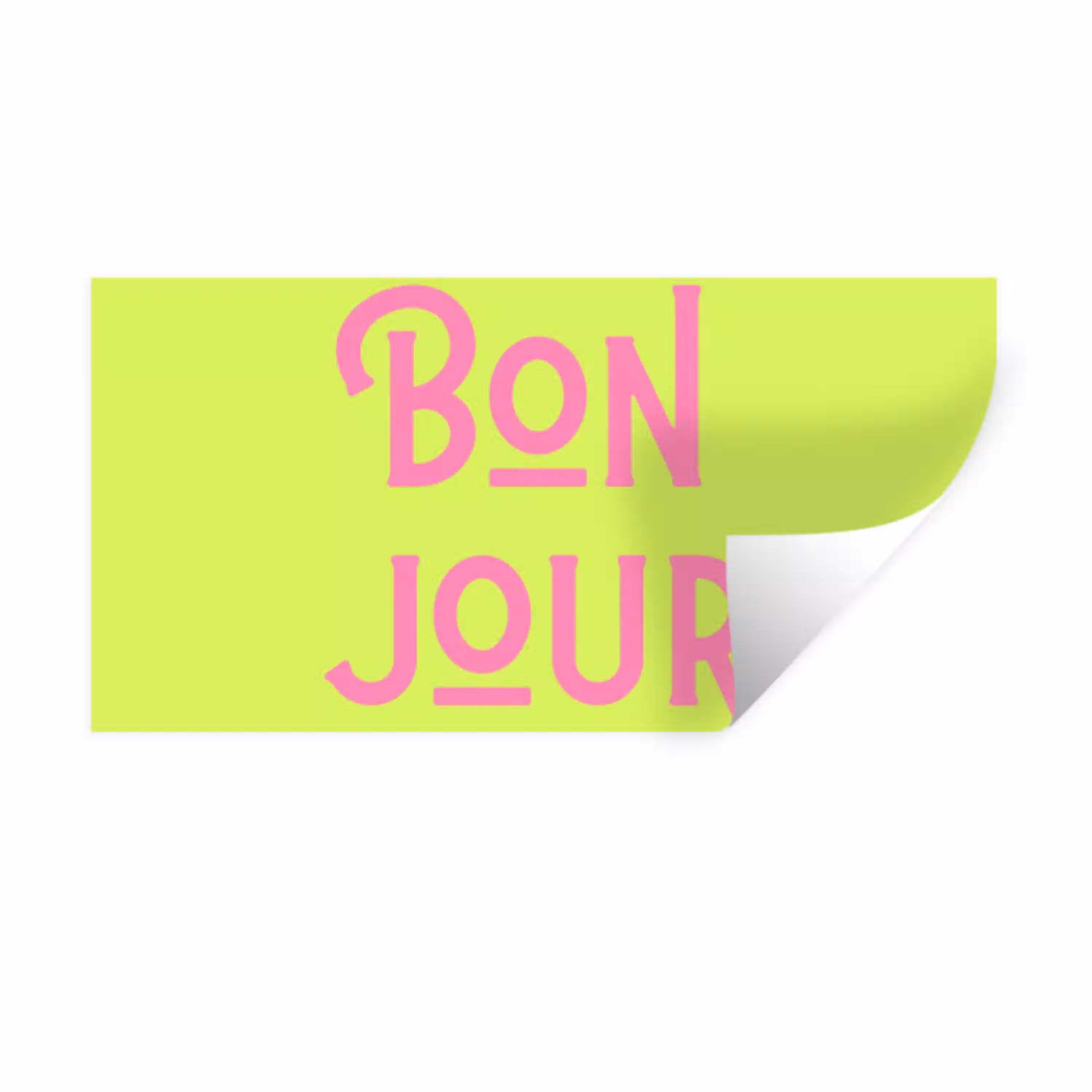 Groen - Roze - Bonjour - Art Muursticker klein -3d