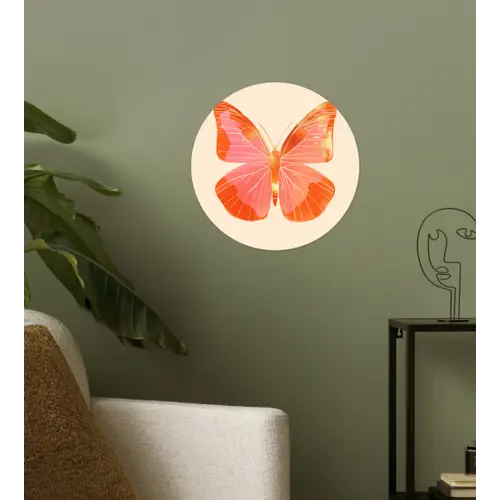 Vlinder - Minimalistisch - Roze Wandcirkel behangsticker klein -sfeer2