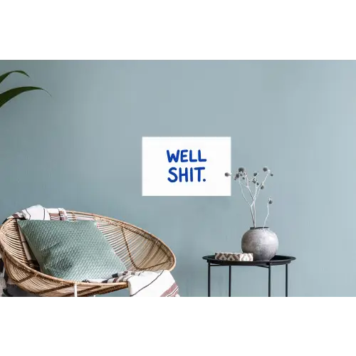 Blauw - Quote - Wit Muursticker klein -plant