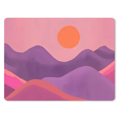 Zon - Heuvels - Paars - Abstract muismat rubber klein -3d