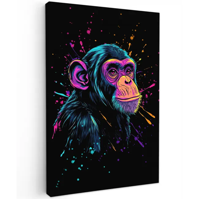 Aap - Verf - Neon - Kleur Tuinposter op houten frame 2 cm dik klein -3d