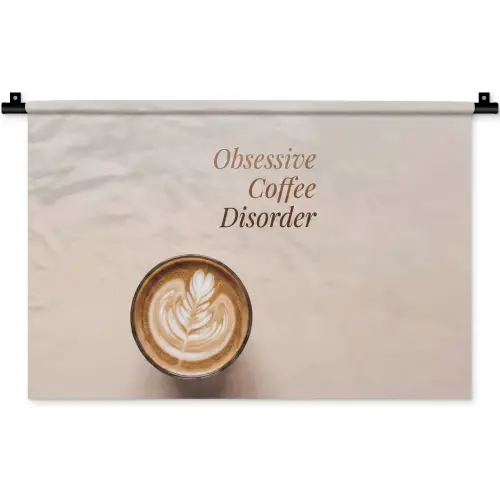 Koffie - Obessive Coffee Disorder - Beige Wandkleed katoen klein -zz3d