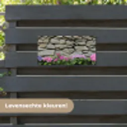 Hortensia’s - Stenen - Muur - Bloemen tuinposter los doek klein -sfeer3