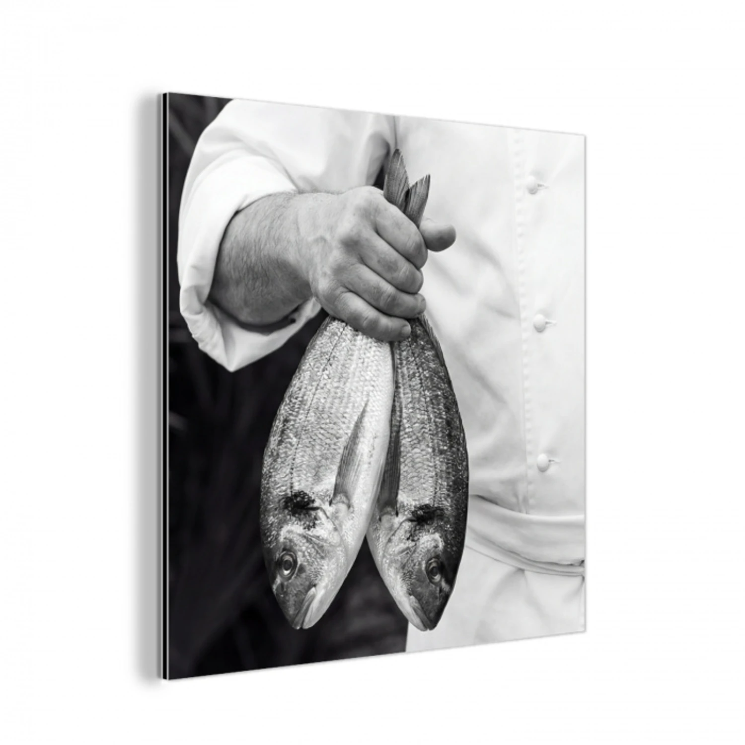 Vissen - Chef - Zwart - Wit aluminium wit klein -3d