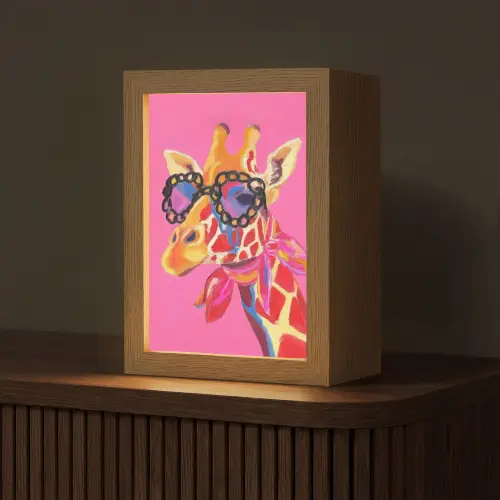 Giraf - Roze - Bril - Sjaal Light Box met kabel (Tafellamp) klein -z3d_website