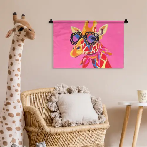 Giraf - Roze - Bril - Sjaal Wandkleed katoen klein -wsfeer5_kind