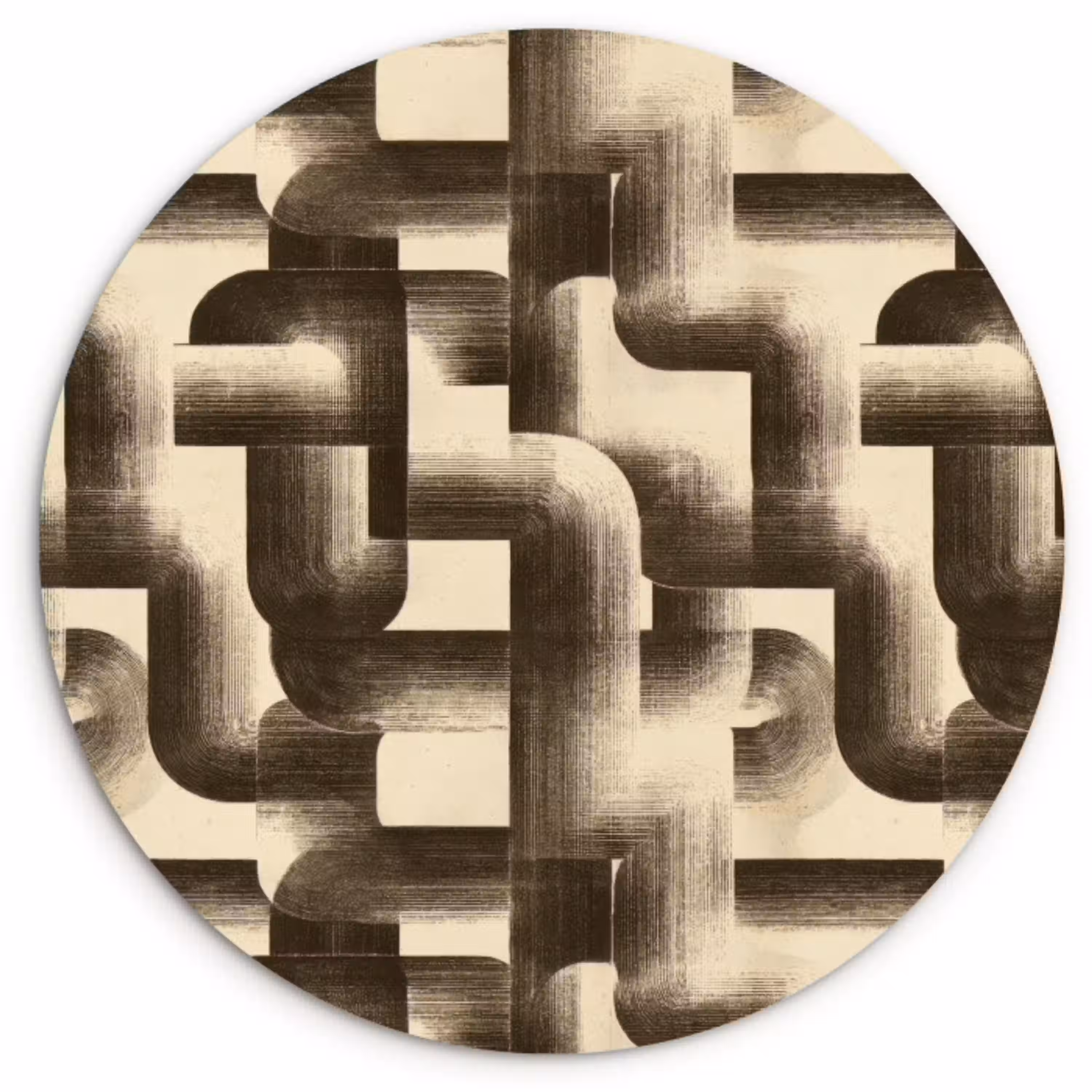 Abstract - Retro - Zwart Wandcirkel kunststof plaat 5mm dik klein 188 -3d