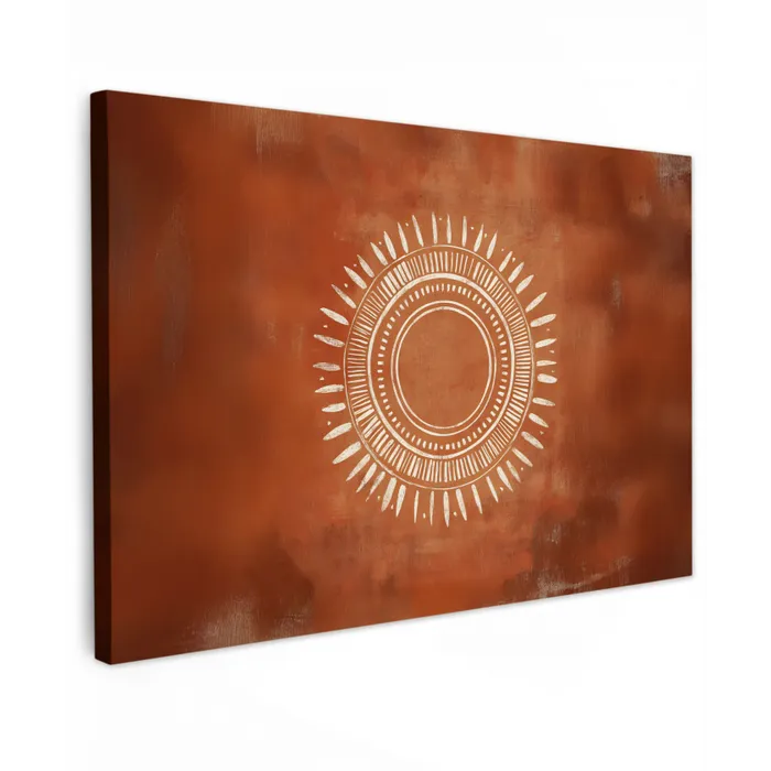 Abstract - Lijnen - Zonnestralen - Roodbruin canvas 2cm klein -z3d