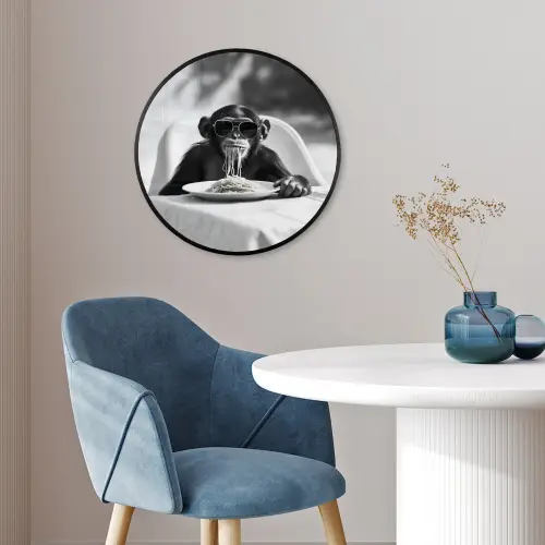 Aap - Spaghetti - Zonnebril - Zwart wit - Cool - Dier Fotolijst rond zonder passe partout klein -sfeer2