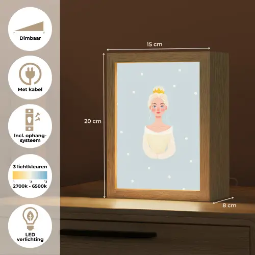 Prinses - Kroon - Blauw - Stippen Light Box met kabel klein -USP_NL
