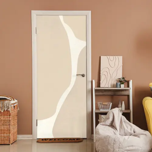Abstract - Beige - Moderne kunst deurposter klein -sfeer1