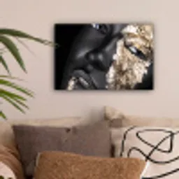 Vrouw - Goud - Zwart - Verf - Luxe canvas 2cm klein -sfeer1