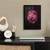 Leeuw - Zwart - Roze - Neon fotolijst zwart zonder passe partout klein -sfeer1