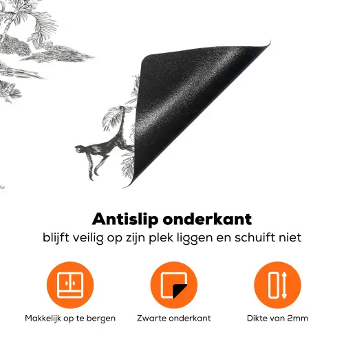 Aap - Oerwoud - Grijs Inductie beschermer vinyl 3mm klein 276 -zzzzzzz-td-onderkant