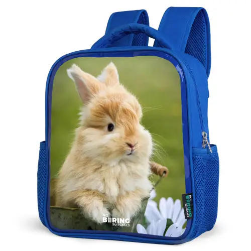 Konijn in bloempot Kinderrugzak - Blauw middel -schuin