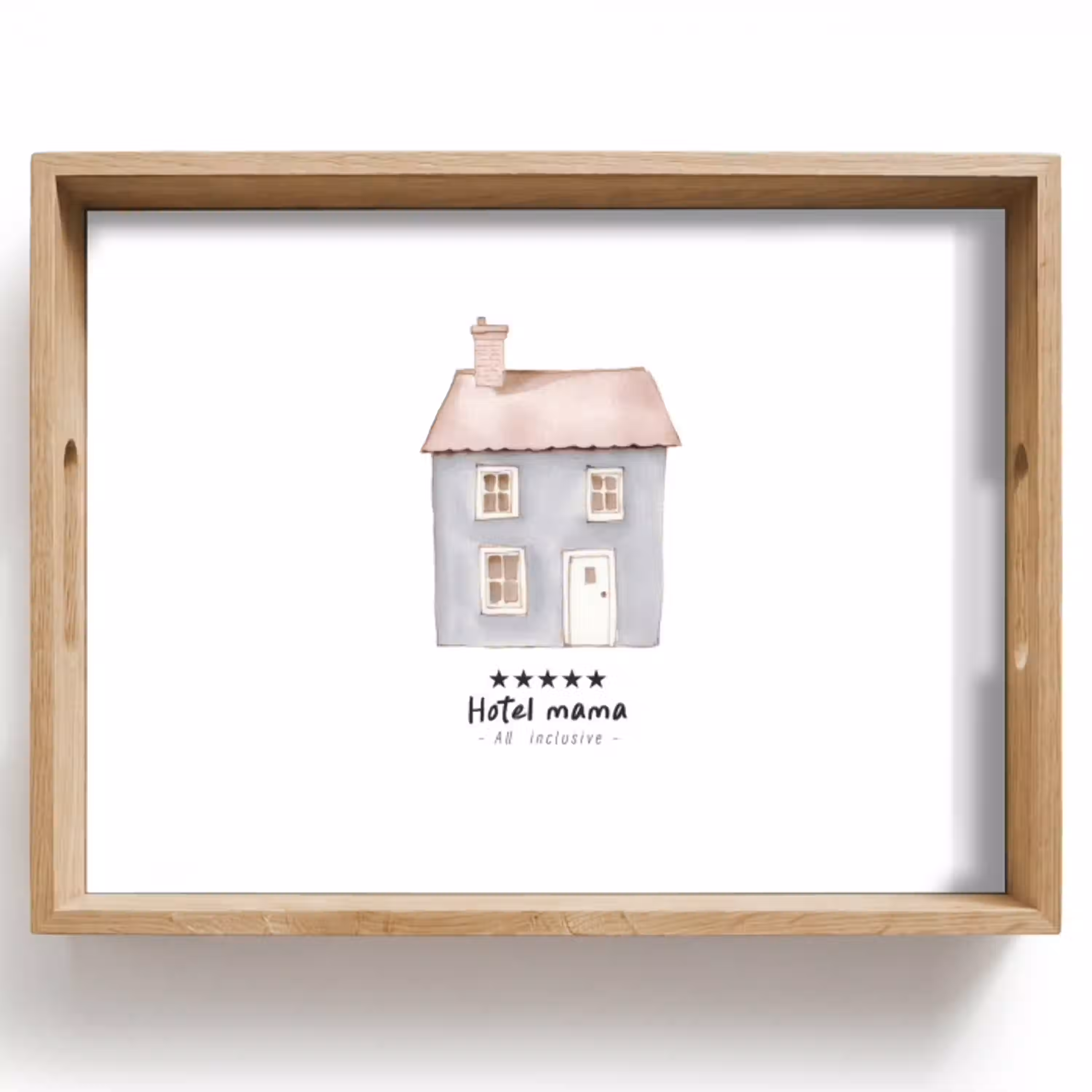 Lichtblauw - Huisje - Mama - Tekst Dienblad Rechthoek middel -z3d_shopping