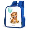 Leeuw met blauwe ballon Kinderrugzak - Blauw middel -schuin