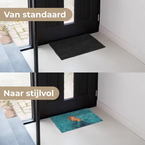 Portret - Klassiek - Blauw Deurmat klein -voor-na_NL
