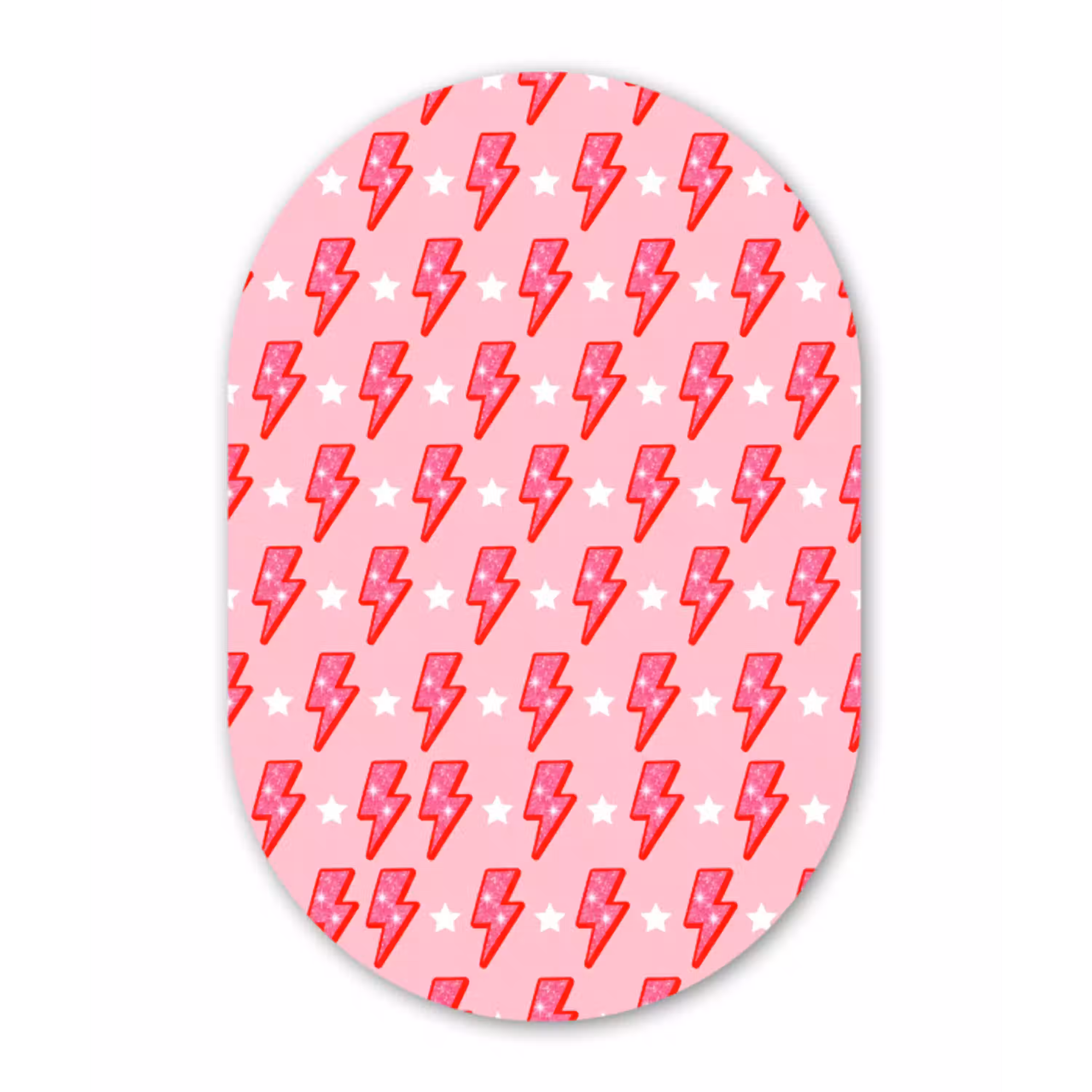 Patroon - Bliksem - Ster - Glitter - Roze Wandcirkel Ovaal Aluminium middel -3d