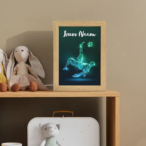 Voetbal - Voetballer - Jongen - Zwart Light Box met kabel (Kinderlampje) klein -sfeer2_kind