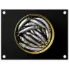 Sardines - Vissen - Rond - Zwart tuinposter los doek klein -3d