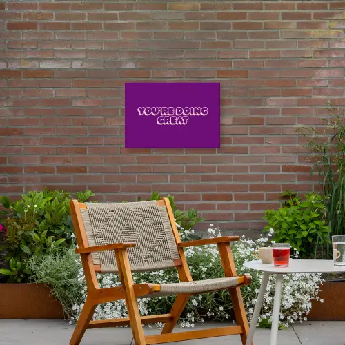 You're doing great - Paars - Bubble letters Tuinposter op houten frame 2 cm dik klein -sfeer3