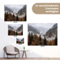 Bergen - Vallei - Mist - Herfst - Natuur tuinposter los doek klein -Xsfeer9_DE