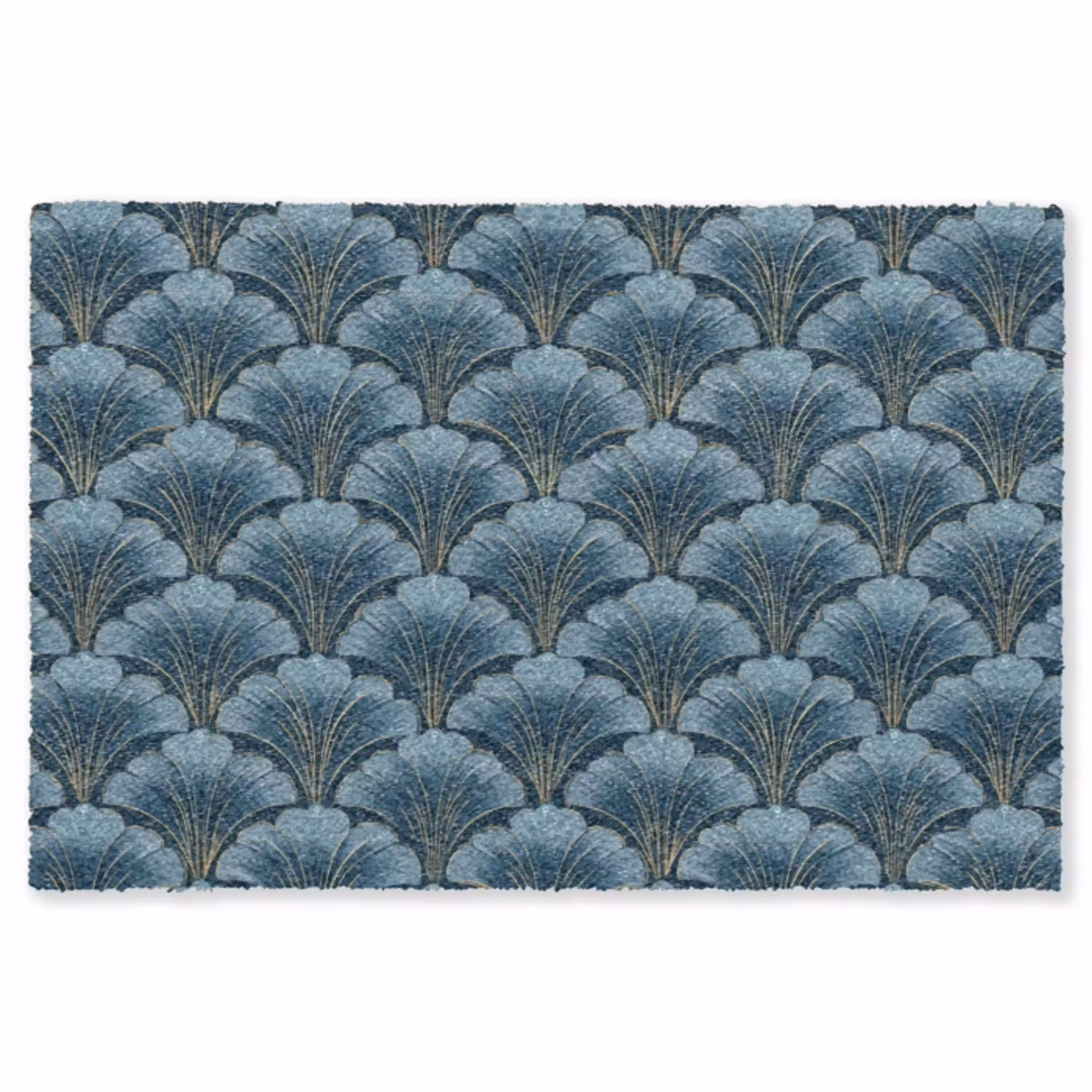 Patroon - Ginkgoblad - Blauw Vloerkleed Rechthoek klein 1091 -3d