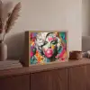 Vrouw - Kauwgom - Graffiti - Neonkleuren Light Box met batterij (Wandlamp) middel -sfeer2