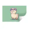 Alpaca - Groen - Bloemendiadeem Muursticker klein -3d