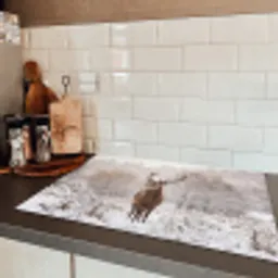 Edelhert - Bos - Sneeuw - Winter - Majestueus Inductie beschermer vinyl 3mm klein -sfeer3