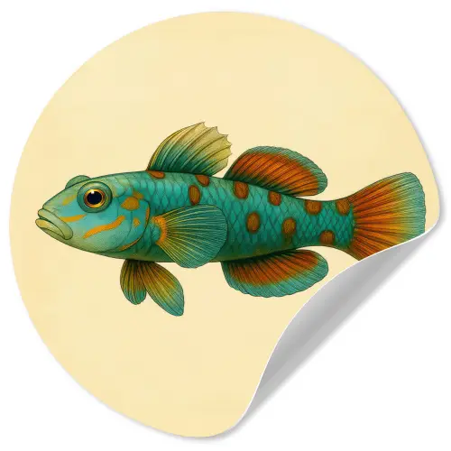 Vis - Blauw - Stippen - Schubben Wandcirkel behangsticker klein -3d